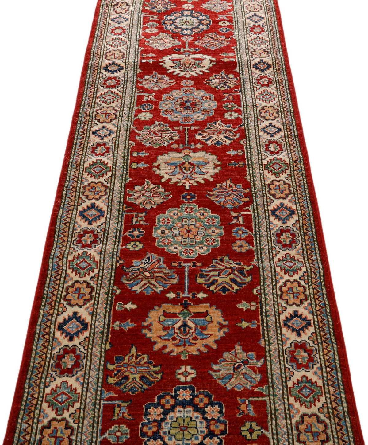 2x10 Red and Ivory Kazak Tribal Runner