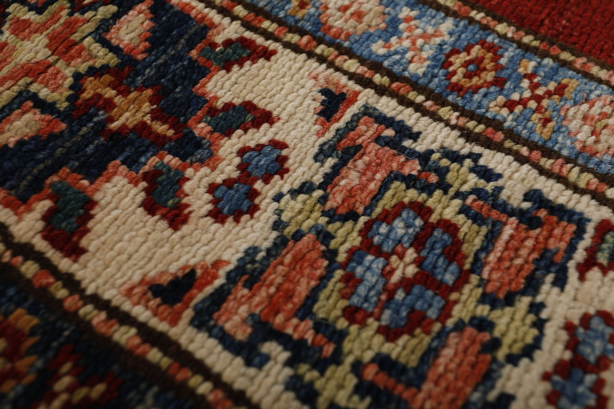 3x10 Red and Ivory Kazak Tribal Runner