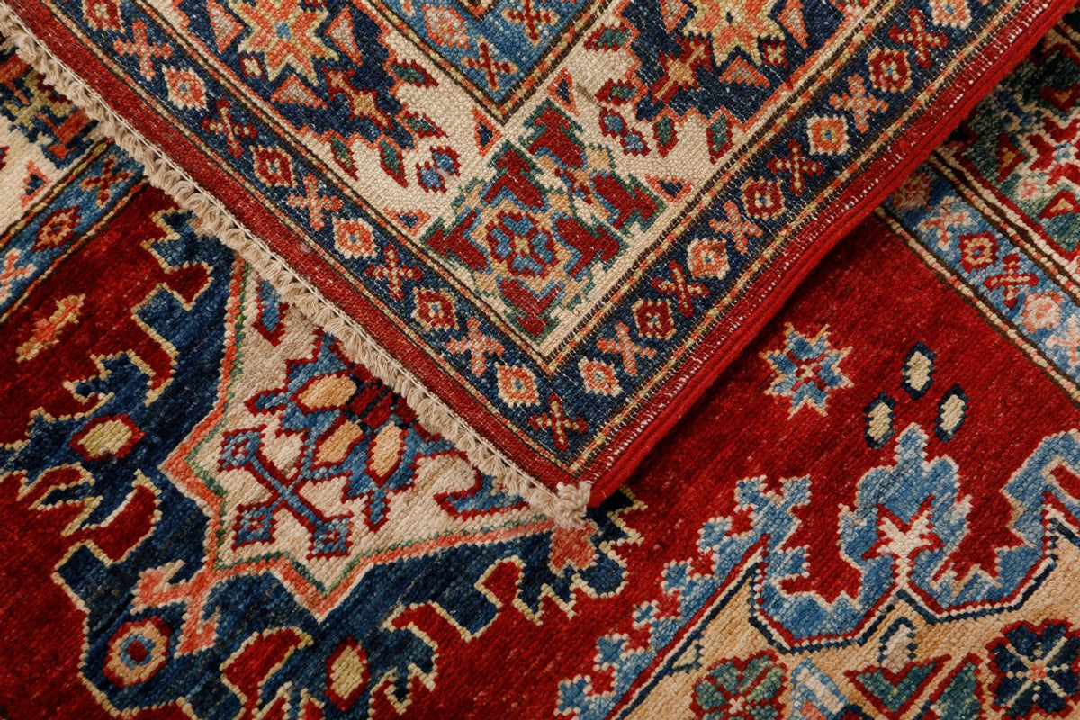 3x10 Red and Ivory Kazak Tribal Runner