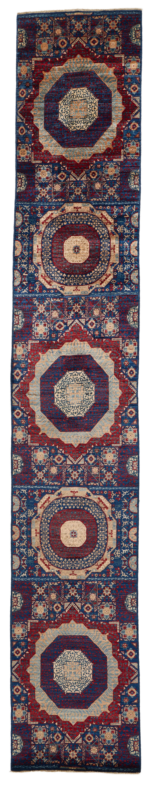 2x14 Navy and Multicolor Turkish Tribal Runner