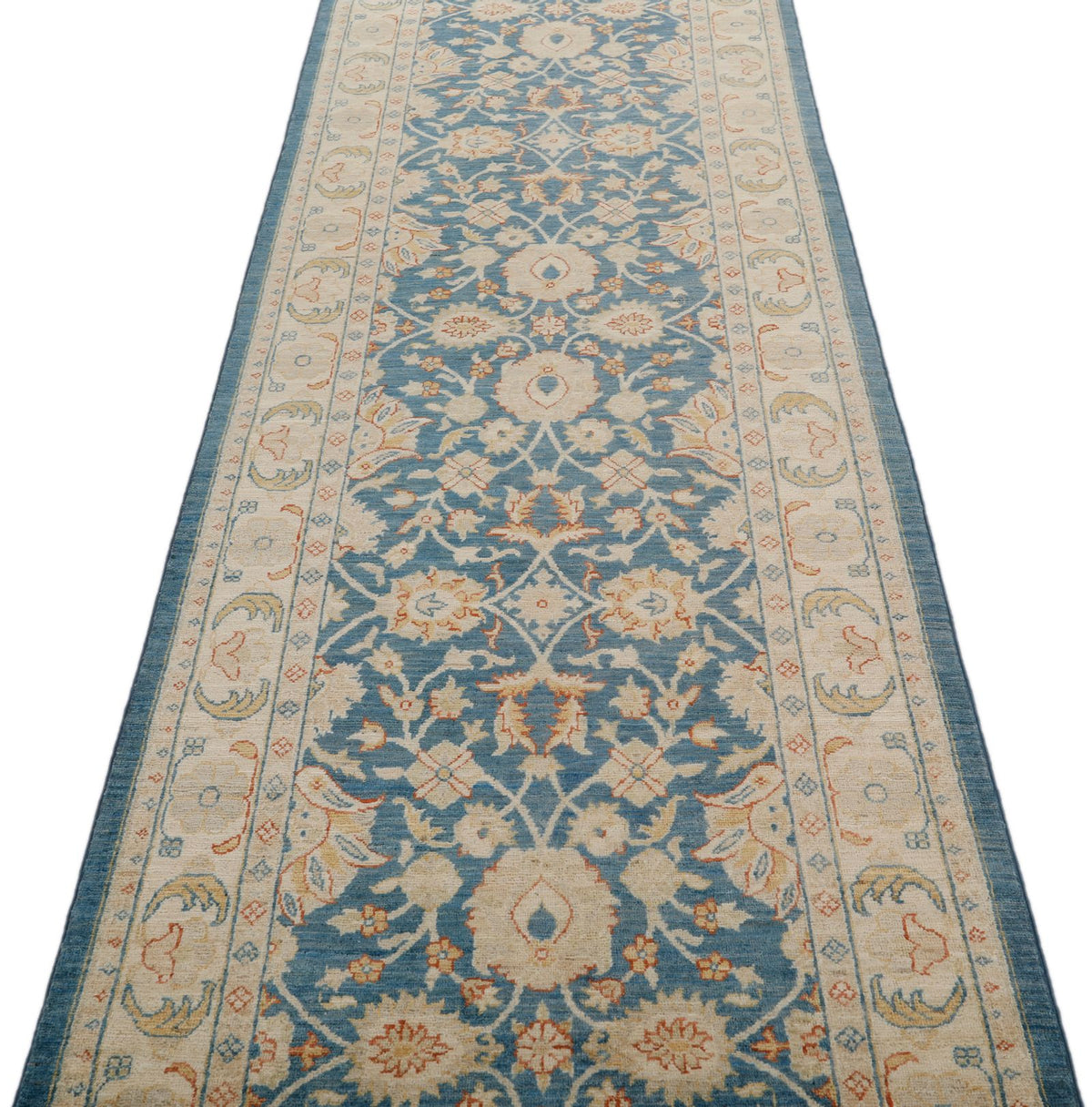 3x12 Blue and Ivory Turkish Persian Runner