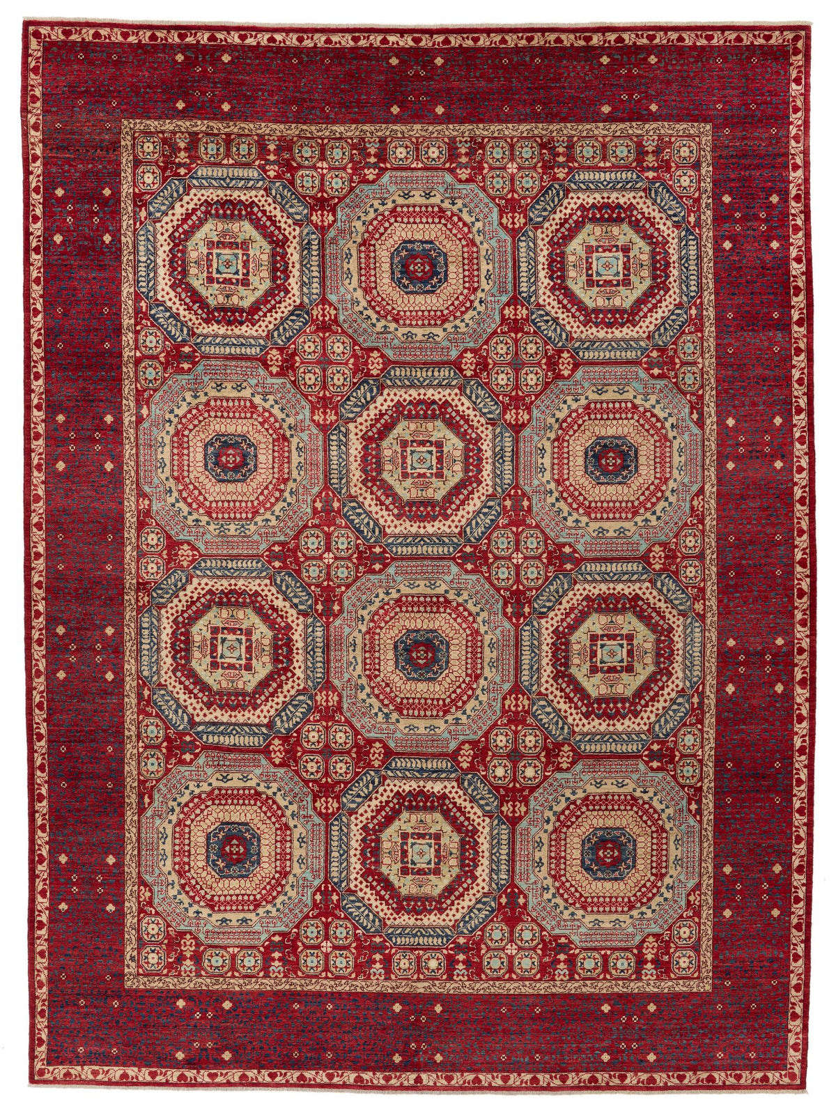 9x12 Multicolor and Red Turkish Tribal Rug