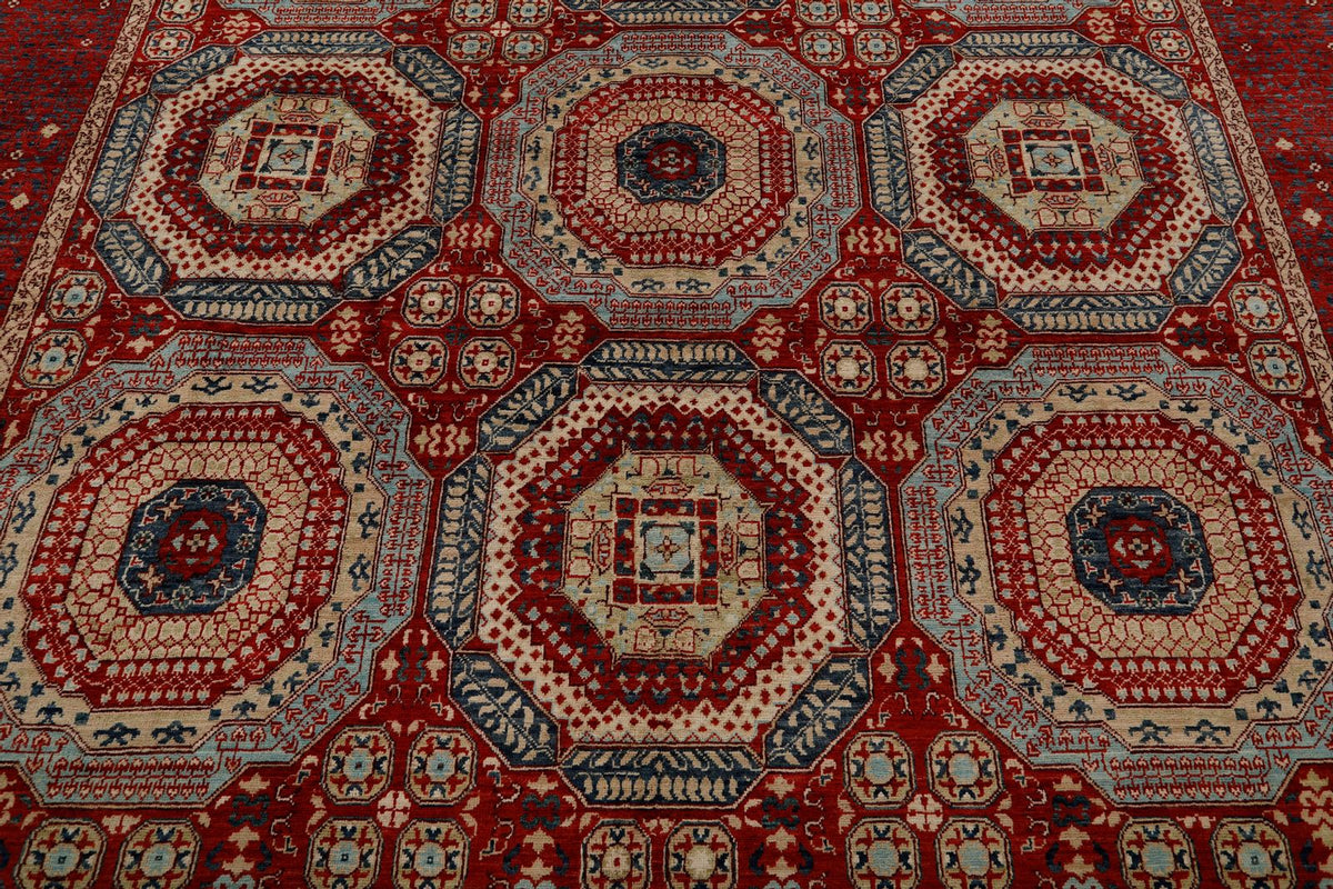 9x12 Multicolor and Red Turkish Tribal Rug