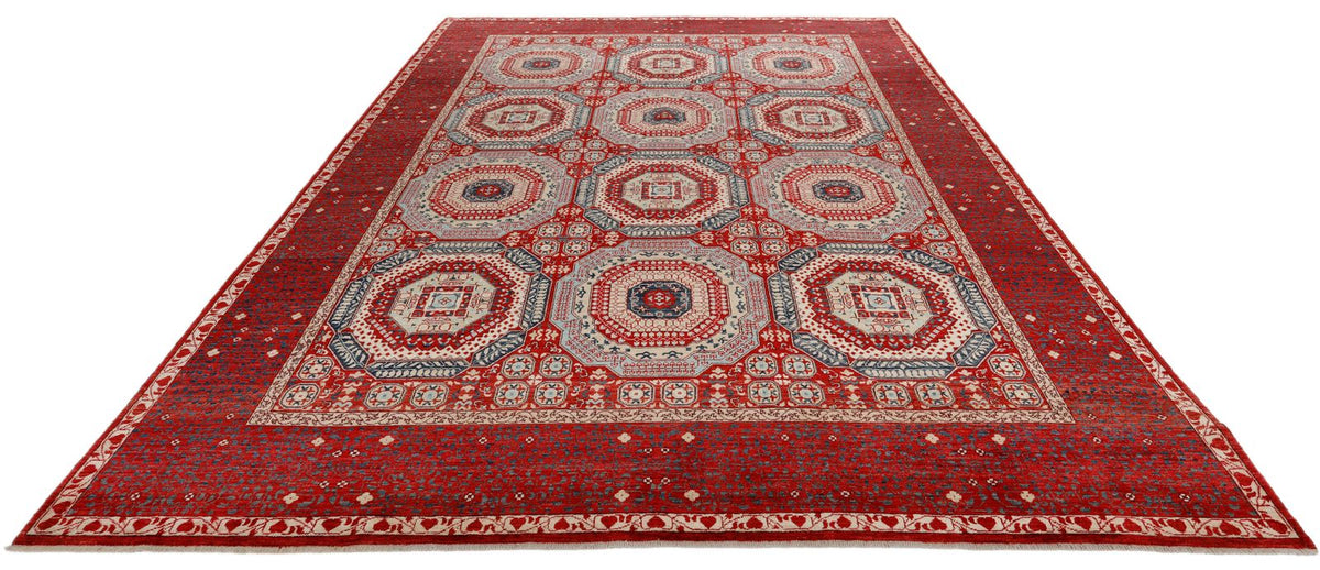 9x12 Multicolor and Red Turkish Tribal Rug