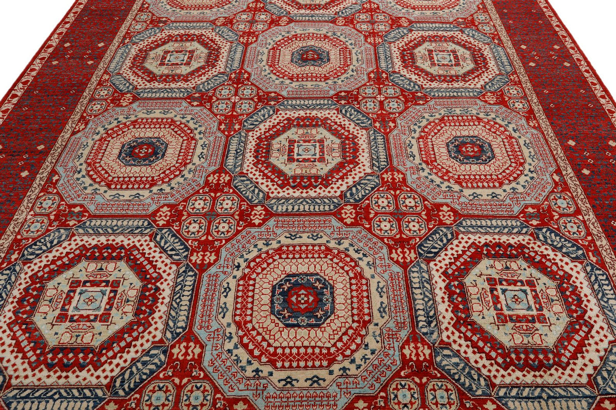 9x12 Multicolor and Red Turkish Tribal Rug