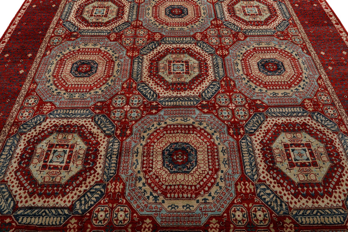 9x12 Multicolor and Red Turkish Tribal Rug