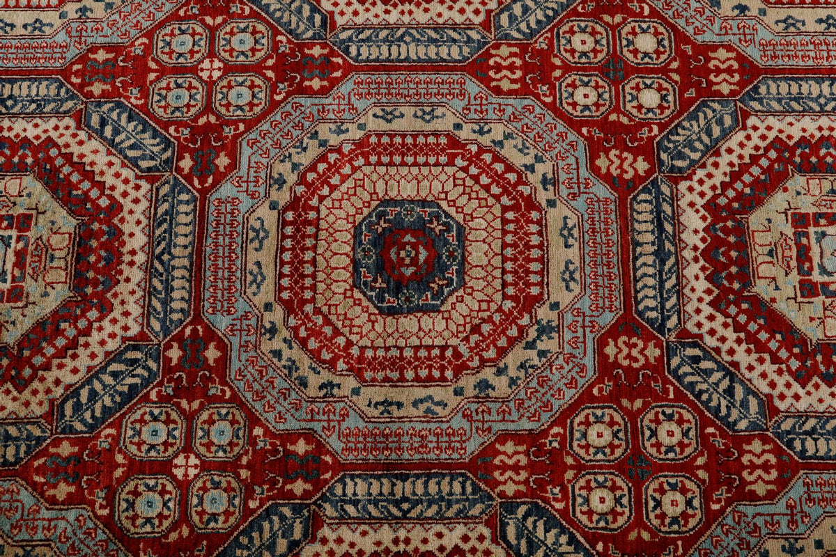 9x12 Multicolor and Red Turkish Tribal Rug