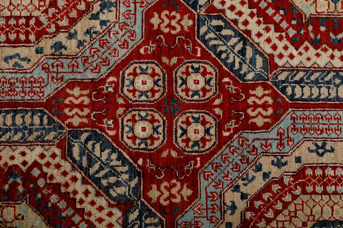 9x12 Multicolor and Red Turkish Tribal Rug