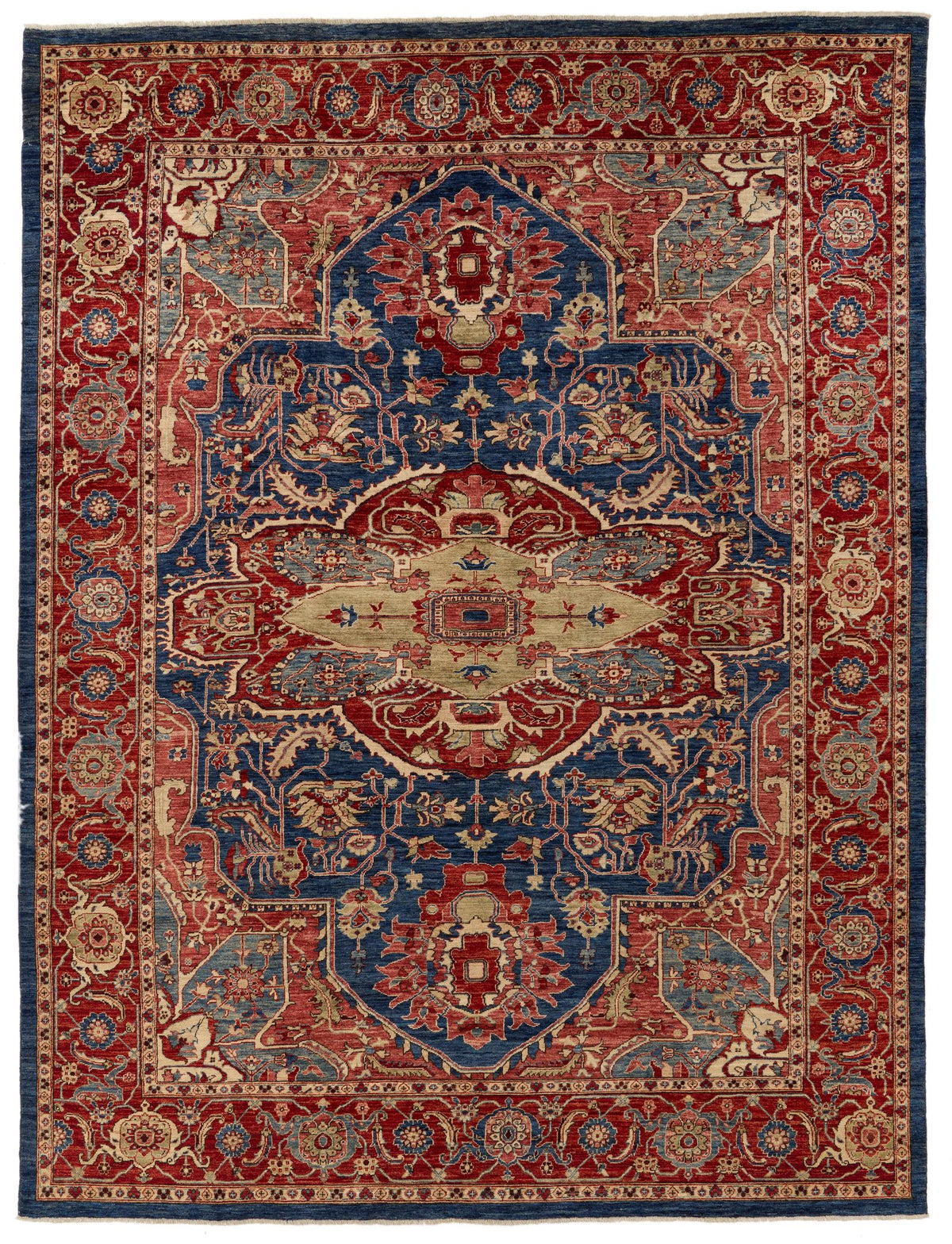 9x12 Navy and Red Anatolian Traditional Rug