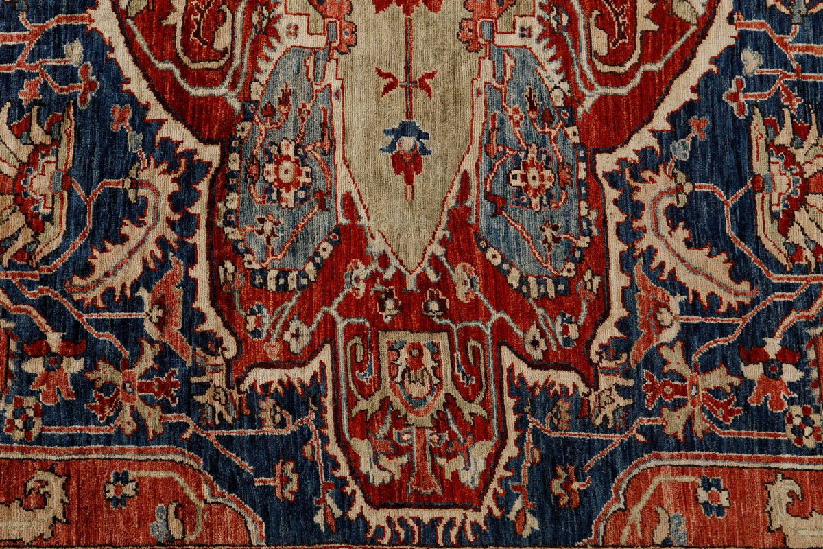 9x12 Navy and Red Anatolian Traditional Rug