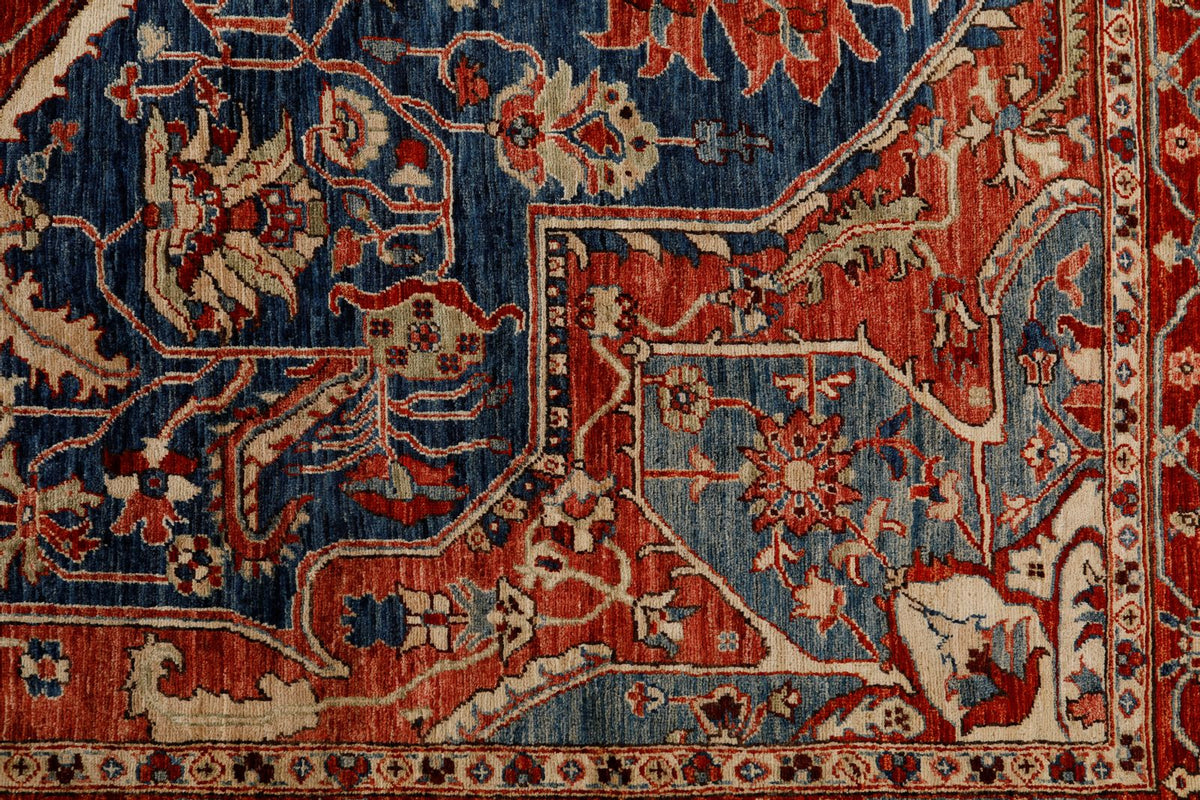 9x12 Navy and Red Anatolian Traditional Rug