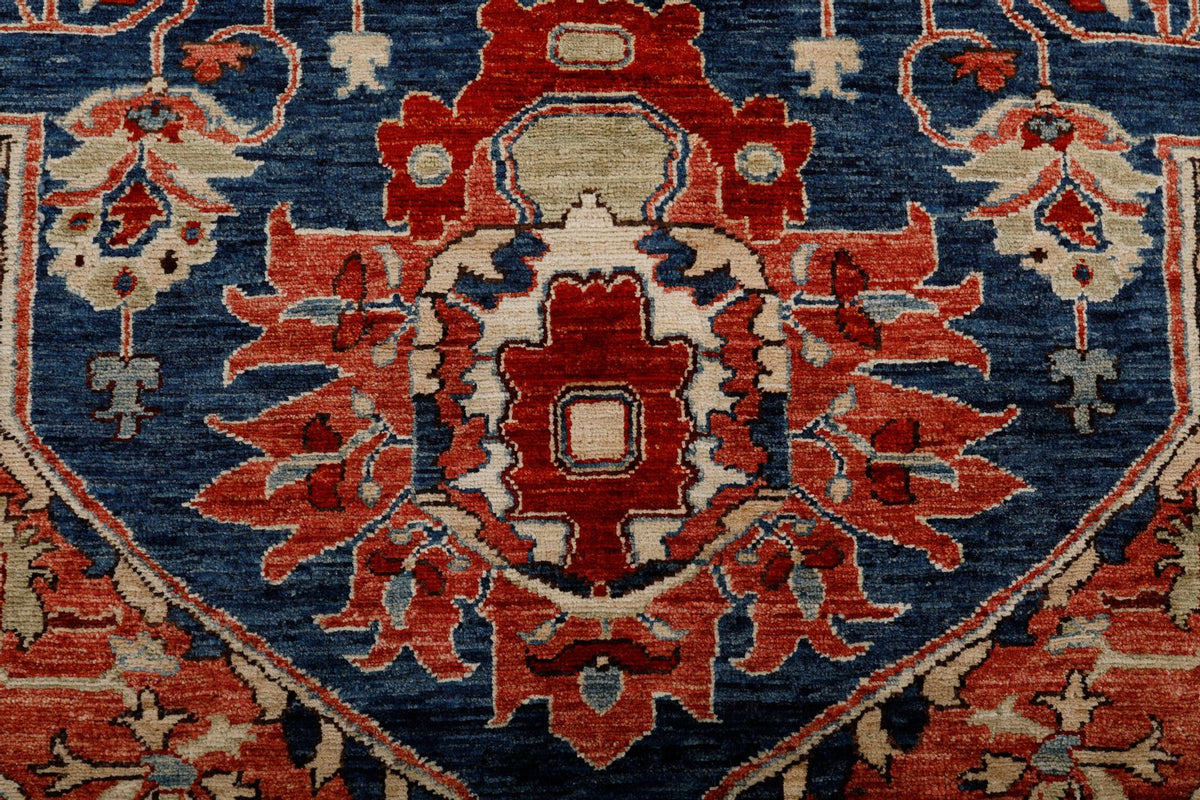 9x12 Navy and Red Anatolian Traditional Rug