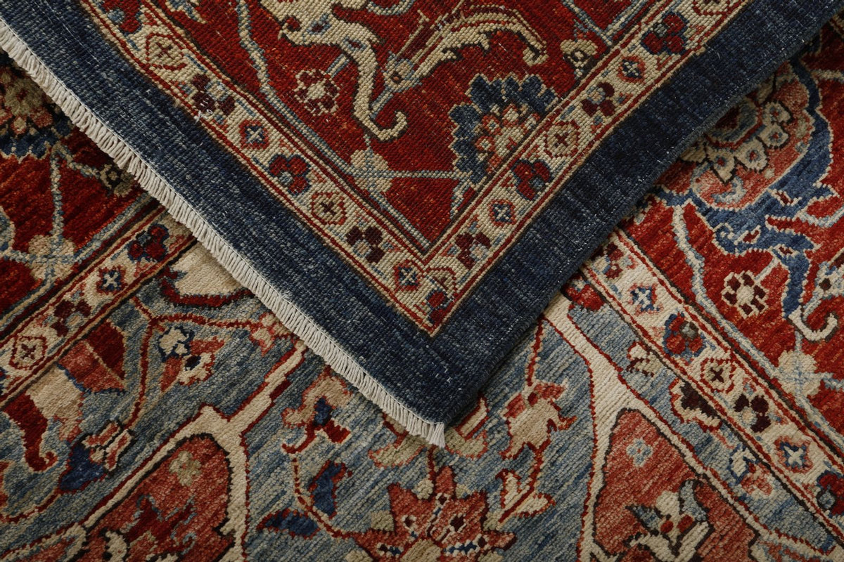 9x12 Navy and Red Anatolian Traditional Rug