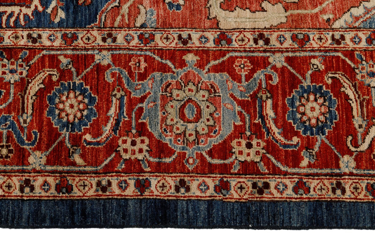 9x12 Navy and Red Anatolian Traditional Rug