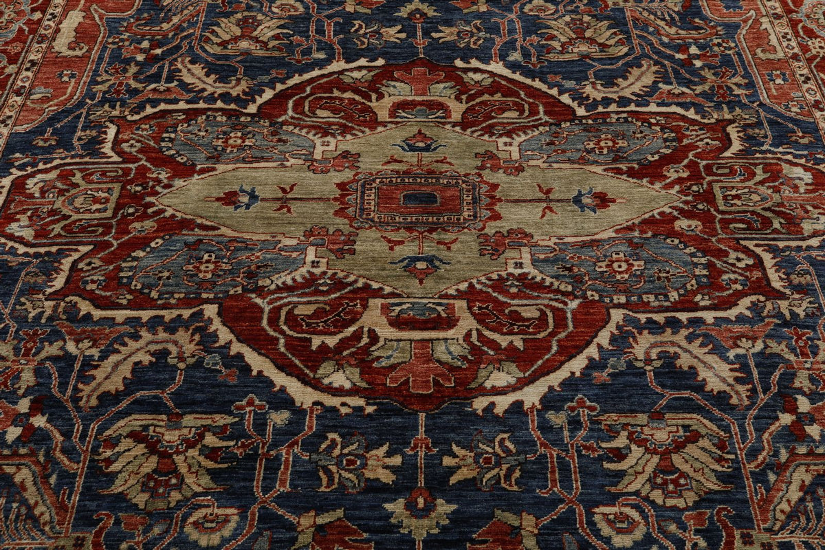 9x12 Navy and Red Anatolian Traditional Rug