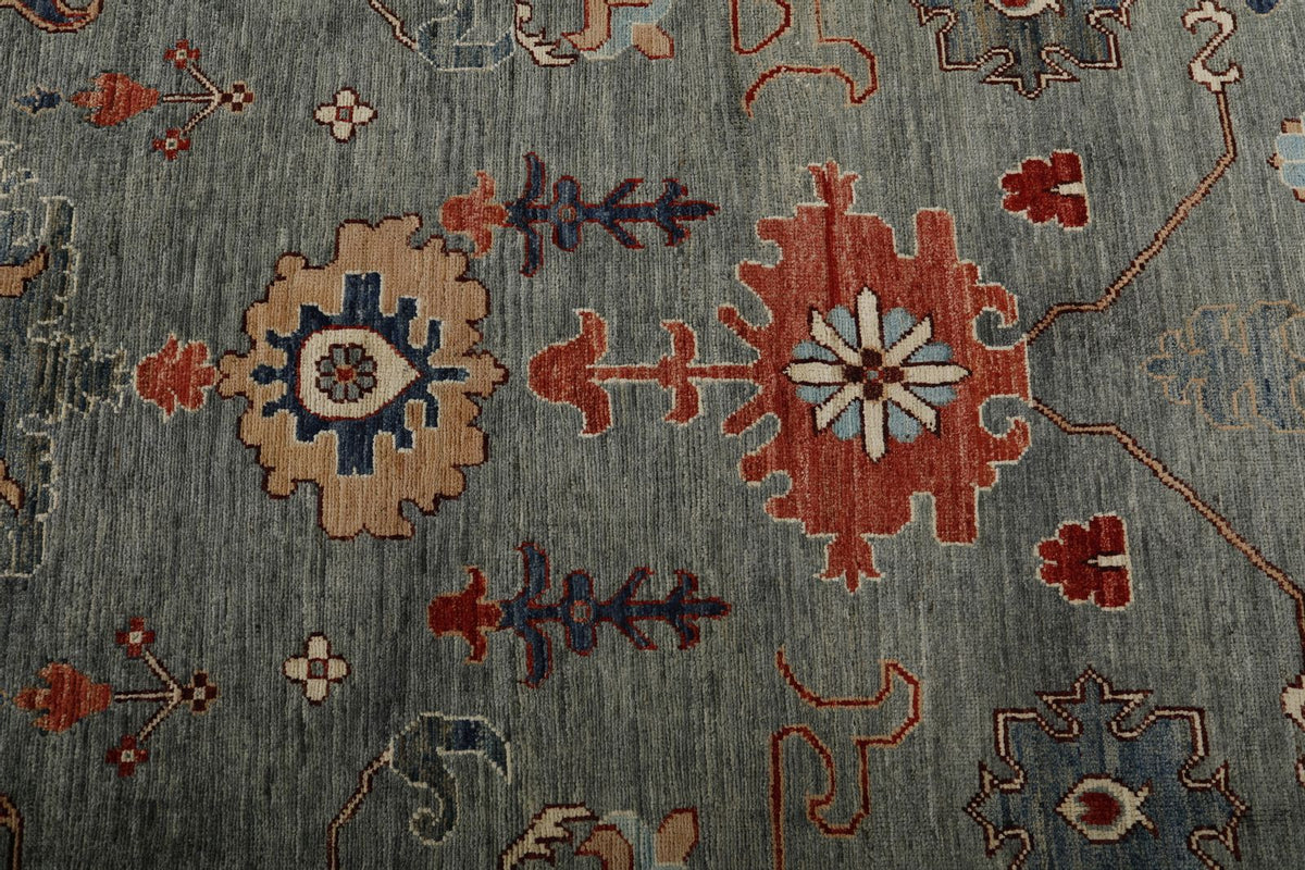 9x12 Gray and Multicolor Oushak Rug