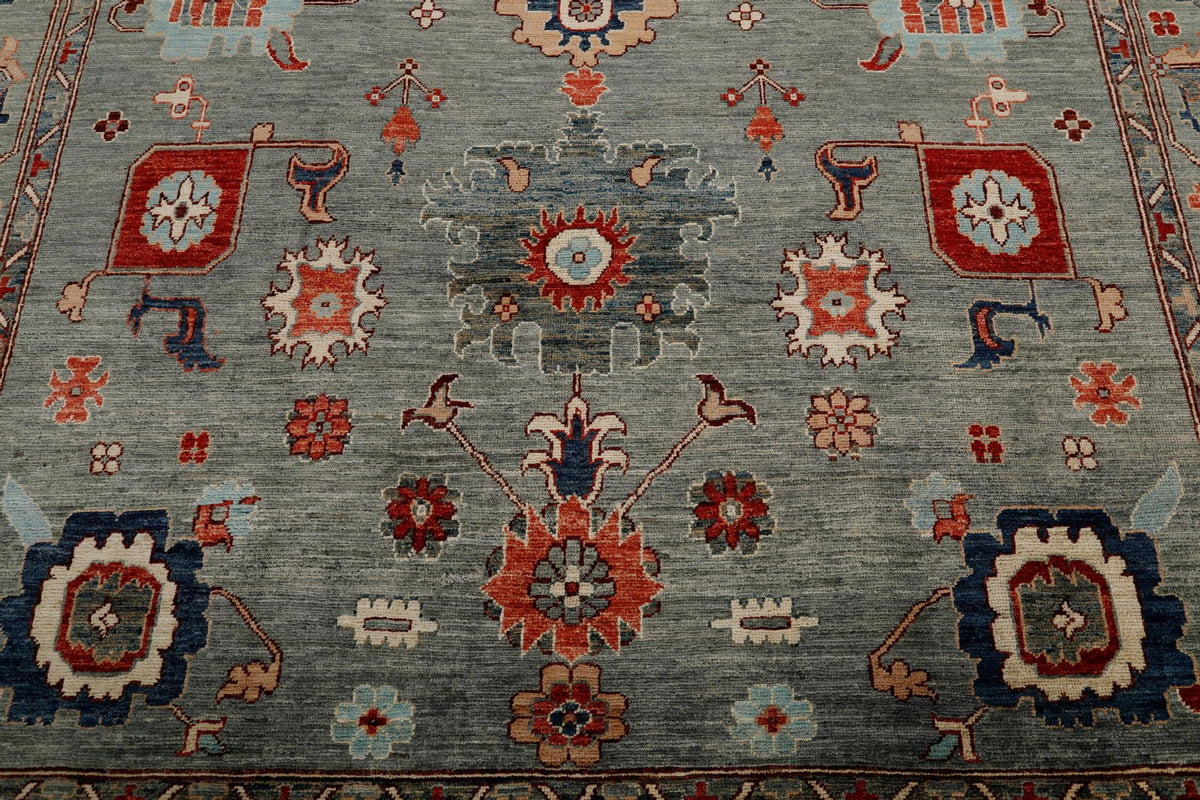 9x12 Gray and Multicolor Oushak Rug