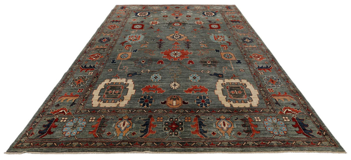 9x12 Gray and Multicolor Oushak Rug