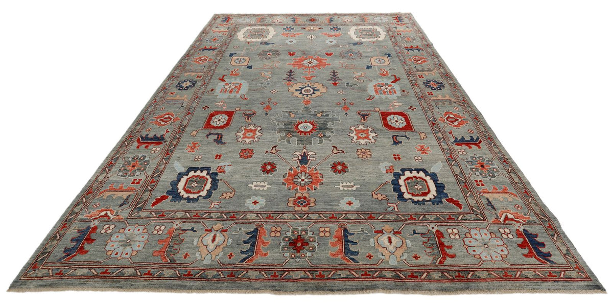 9x12 Gray and Multicolor Oushak Rug