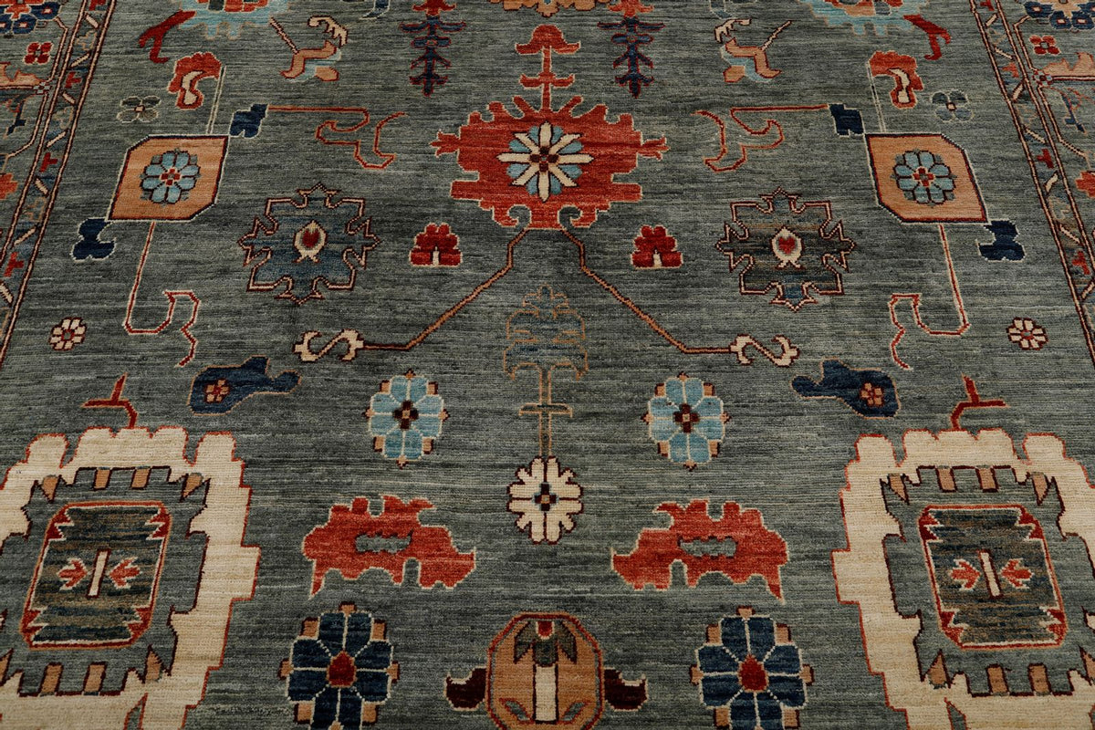 9x12 Gray and Multicolor Oushak Rug