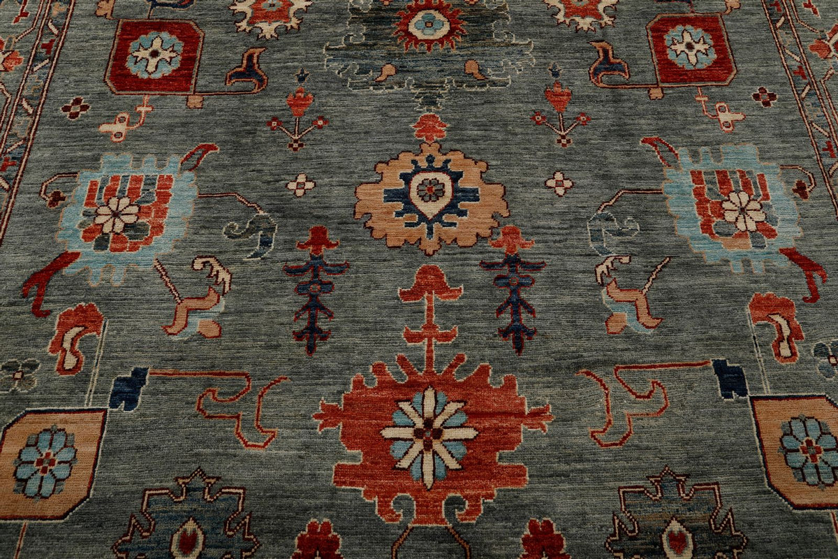 9x12 Gray and Multicolor Oushak Rug