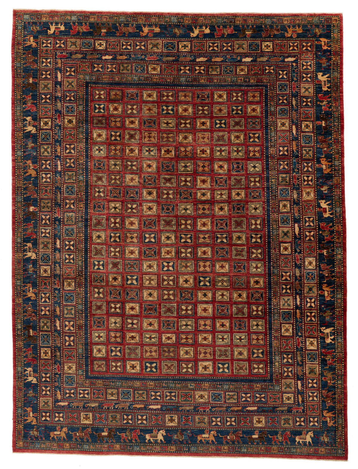9x12 Red and Navy Anatolian Traditional Rug