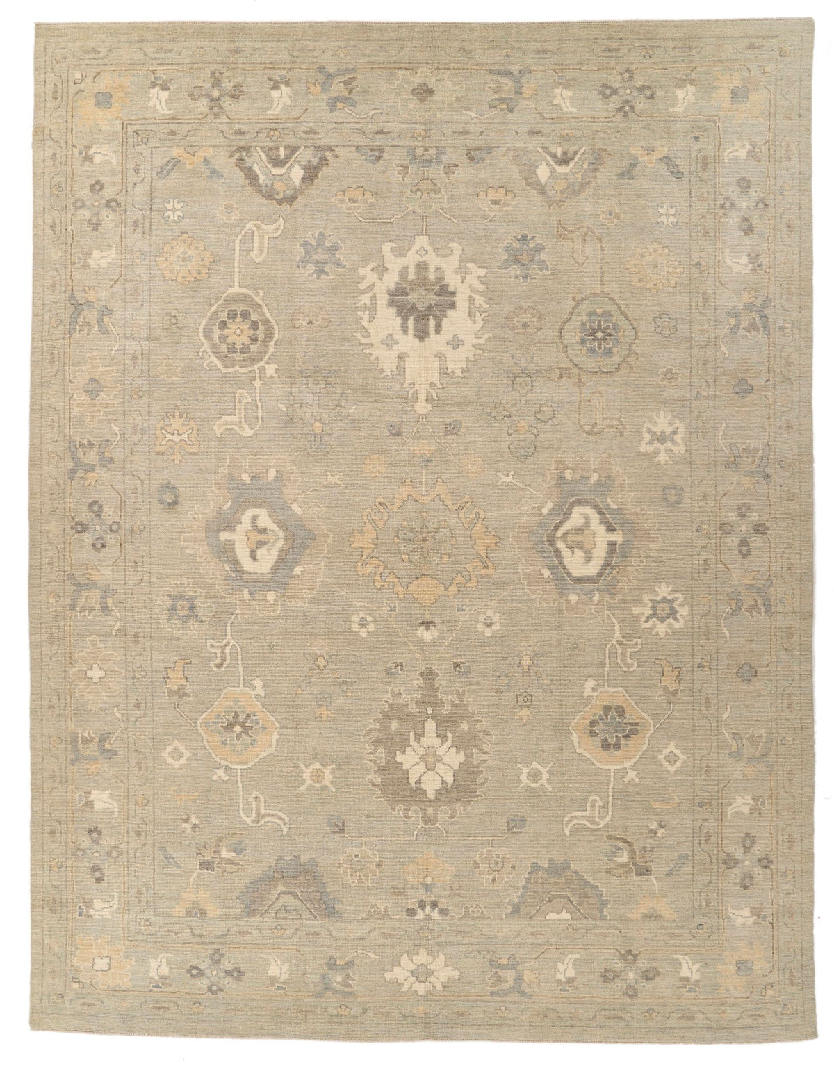 9x12 Gray and Ivory Oushak Rug
