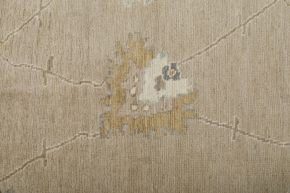 9x12 Light Brown and Light Gray Oushak Rug