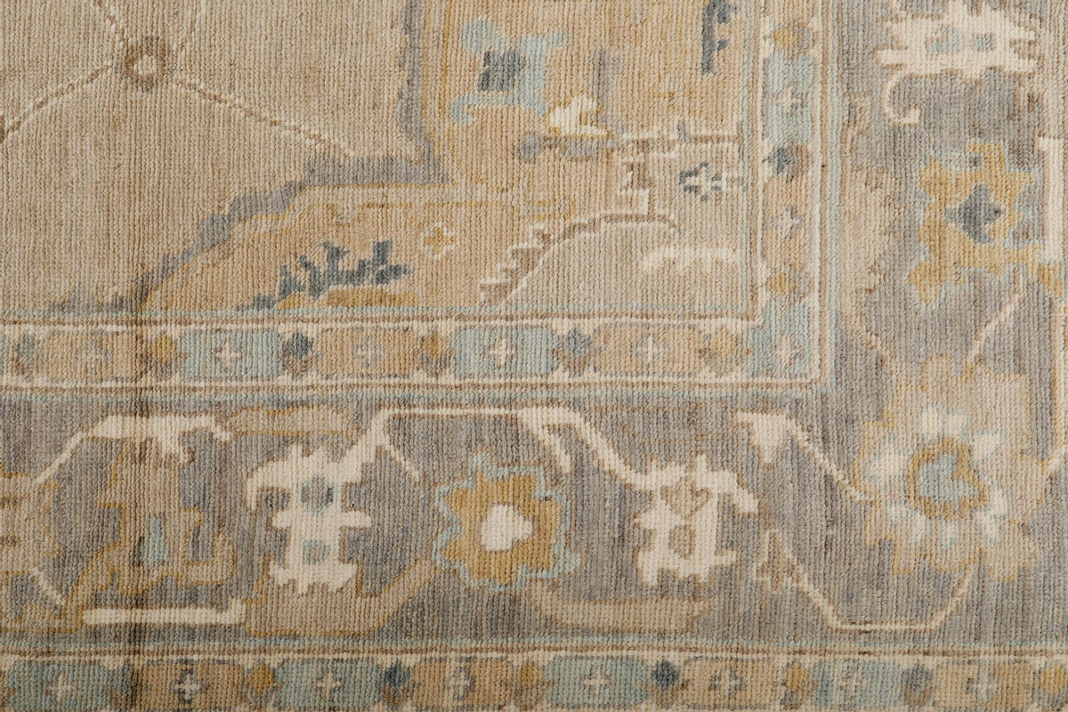 9x12 Light Brown and Light Gray Oushak Rug
