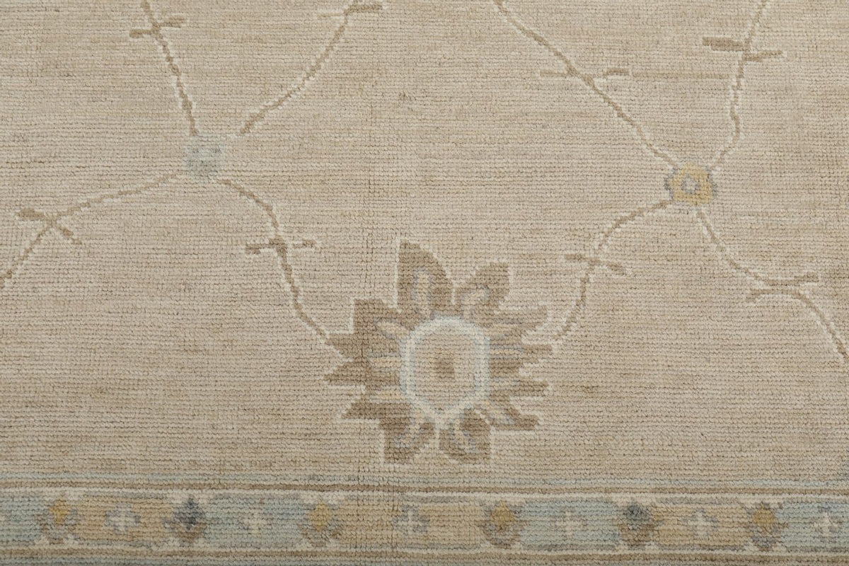 9x12 Light Brown and Light Gray Oushak Rug