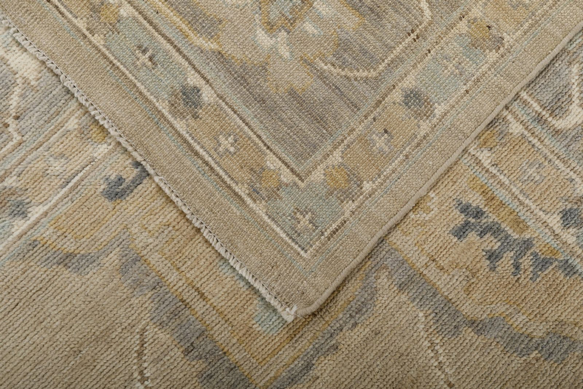 9x12 Light Brown and Light Gray Oushak Rug