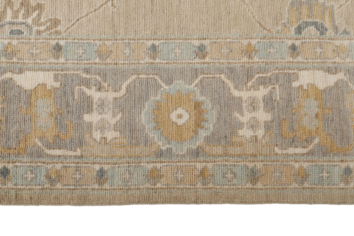 9x12 Light Brown and Light Gray Oushak Rug