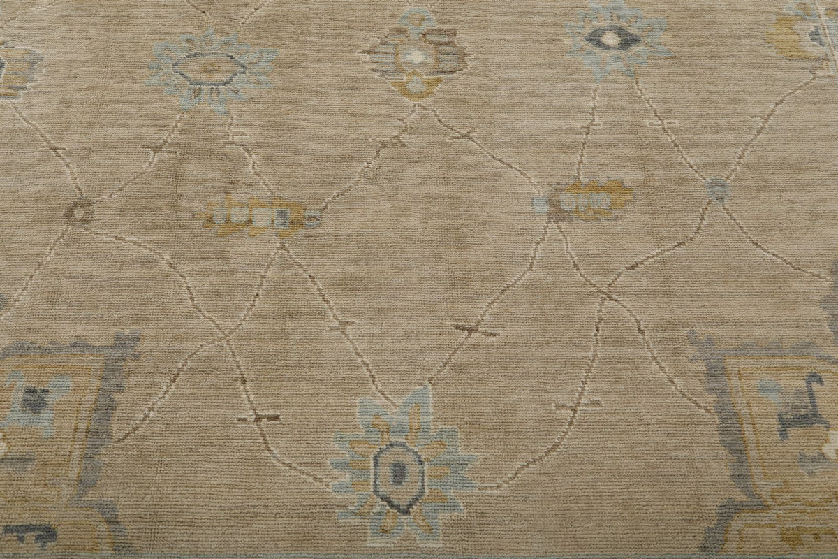 9x12 Light Brown and Light Gray Oushak Rug