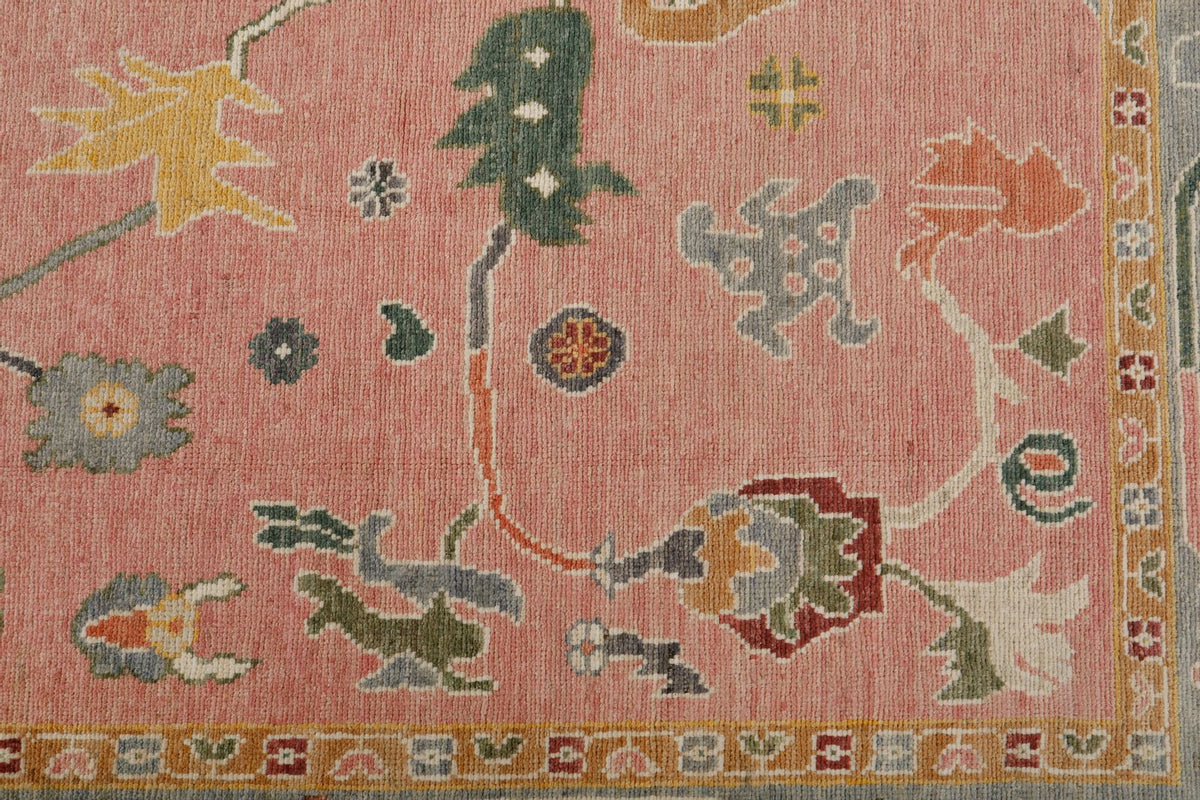9x12 Pink and Gray Oushak Rug