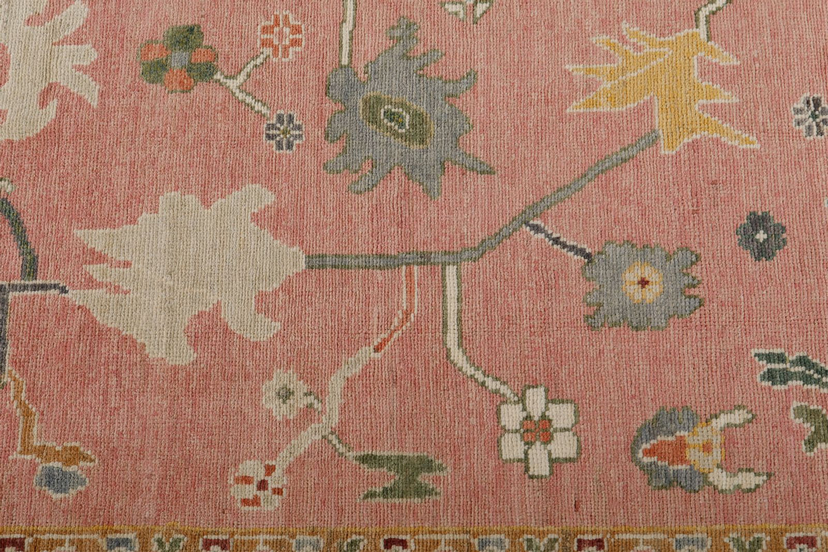 9x12 Pink and Gray Oushak Rug