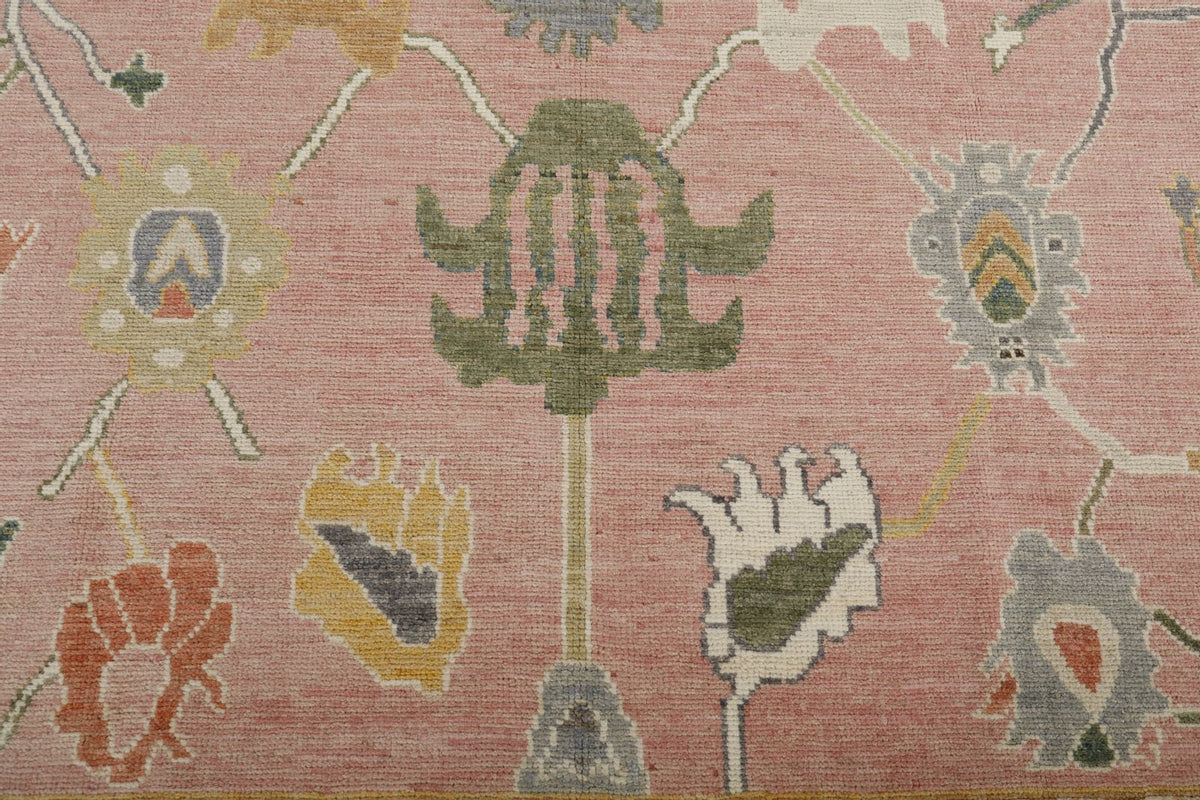 9x12 Pink and Gray Oushak Rug