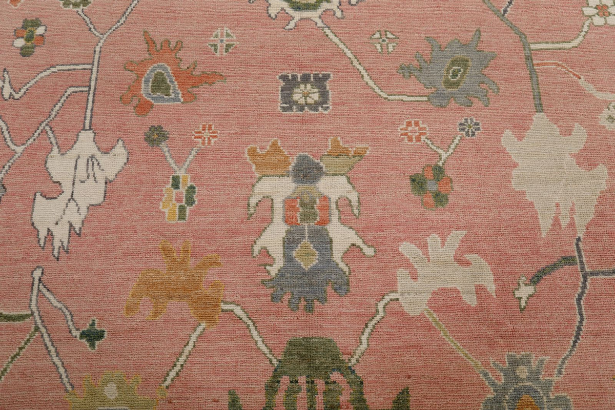 9x12 Pink and Gray Oushak Rug