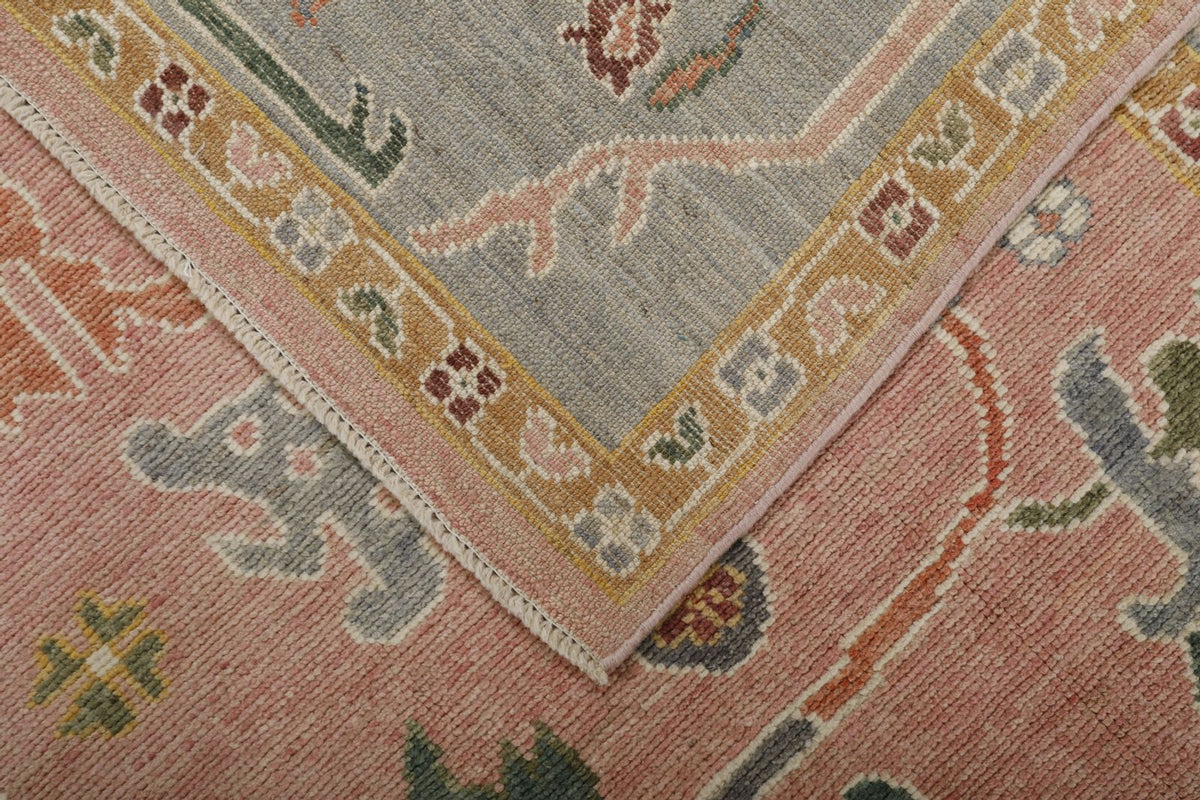 9x12 Pink and Gray Oushak Rug
