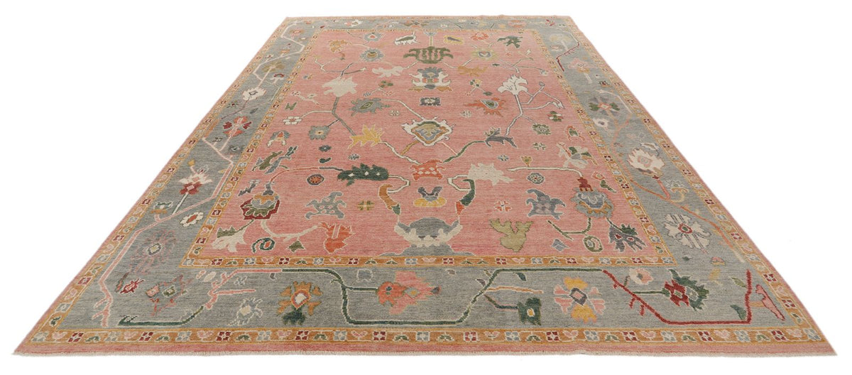 9x12 Pink and Gray Oushak Rug