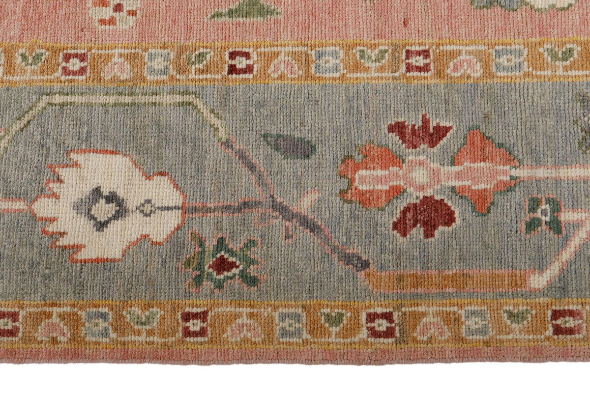 9x12 Pink and Gray Oushak Rug