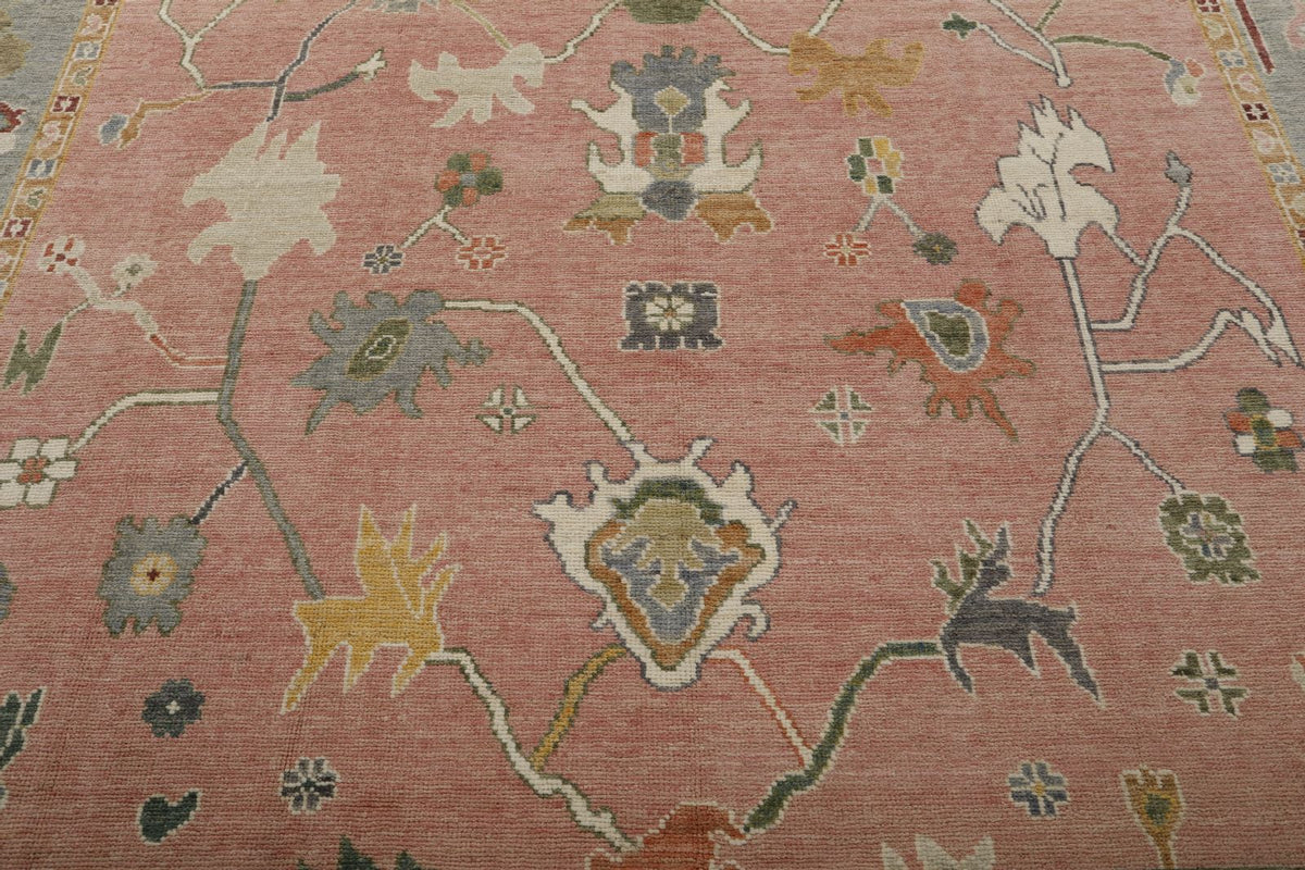 9x12 Pink and Gray Oushak Rug