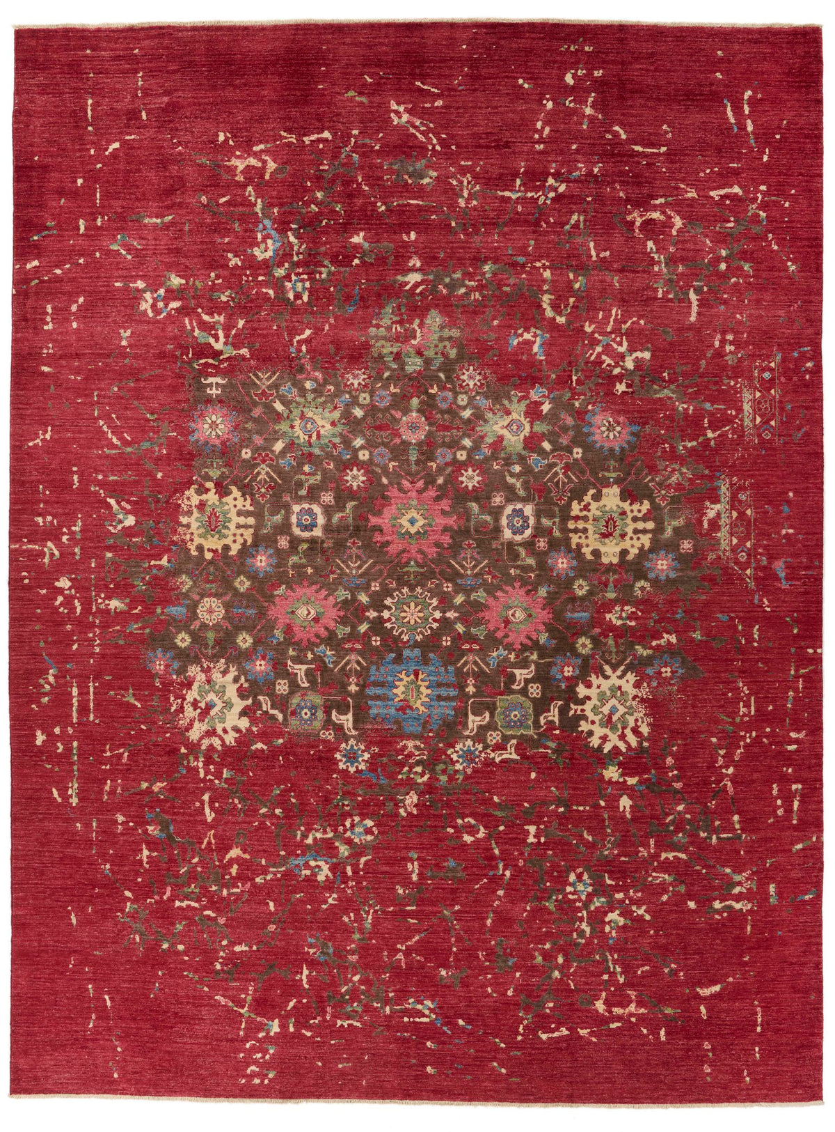 9x12 Red and Multicolor Anatolian Traditional Rug