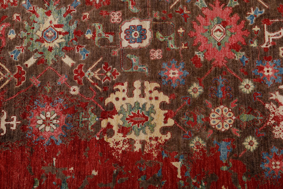 9x12 Red and Multicolor Anatolian Traditional Rug