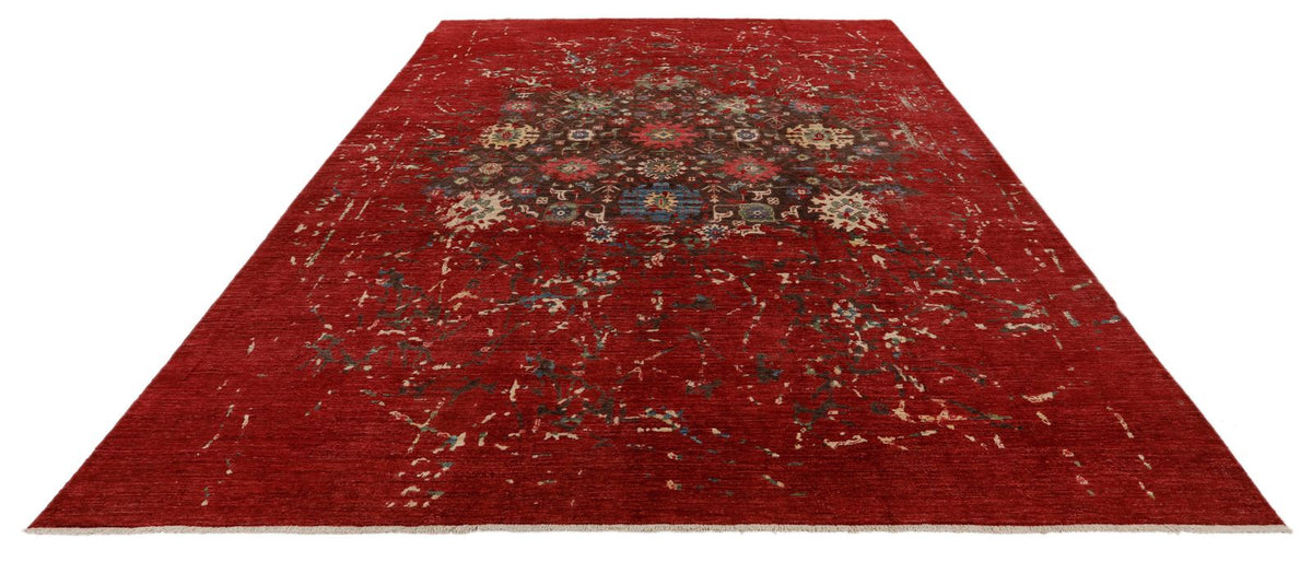 9x12 Red and Multicolor Anatolian Traditional Rug