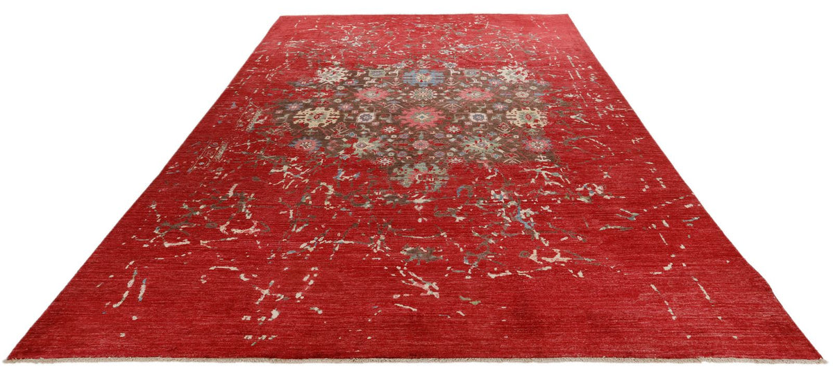 9x12 Red and Multicolor Anatolian Traditional Rug