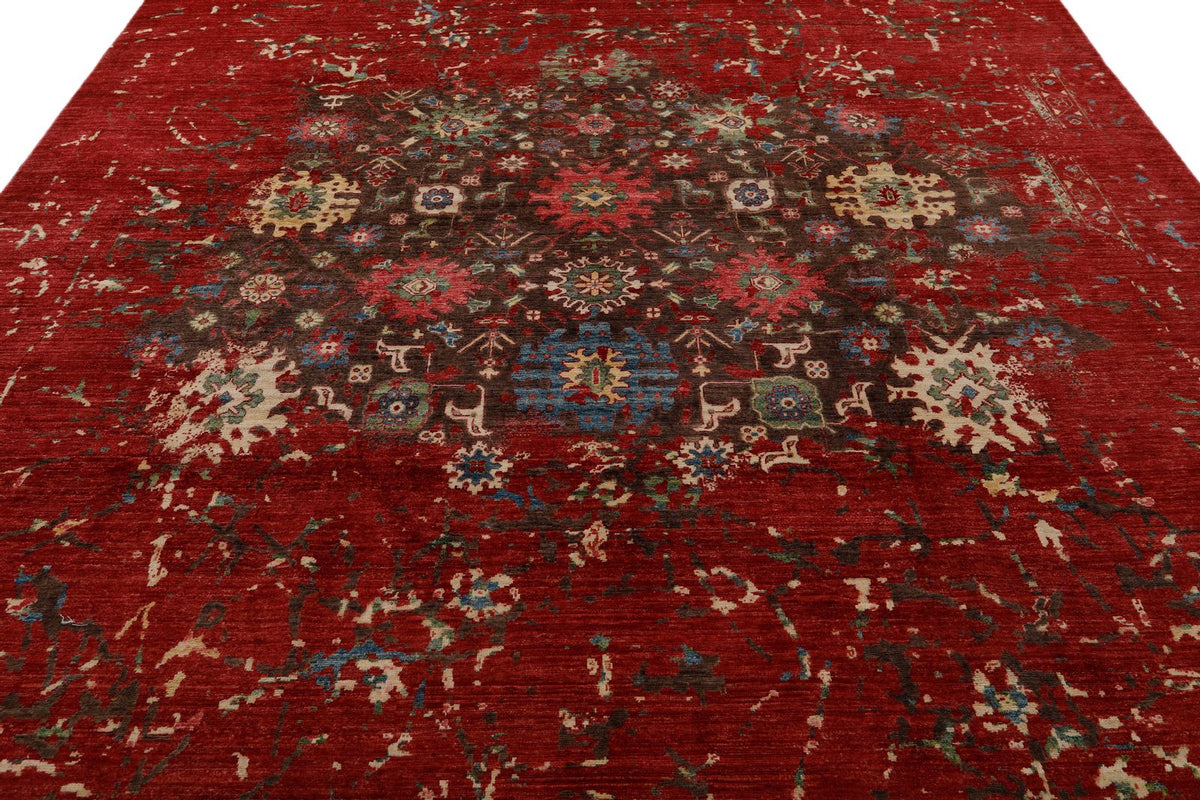 9x12 Red and Multicolor Anatolian Traditional Rug