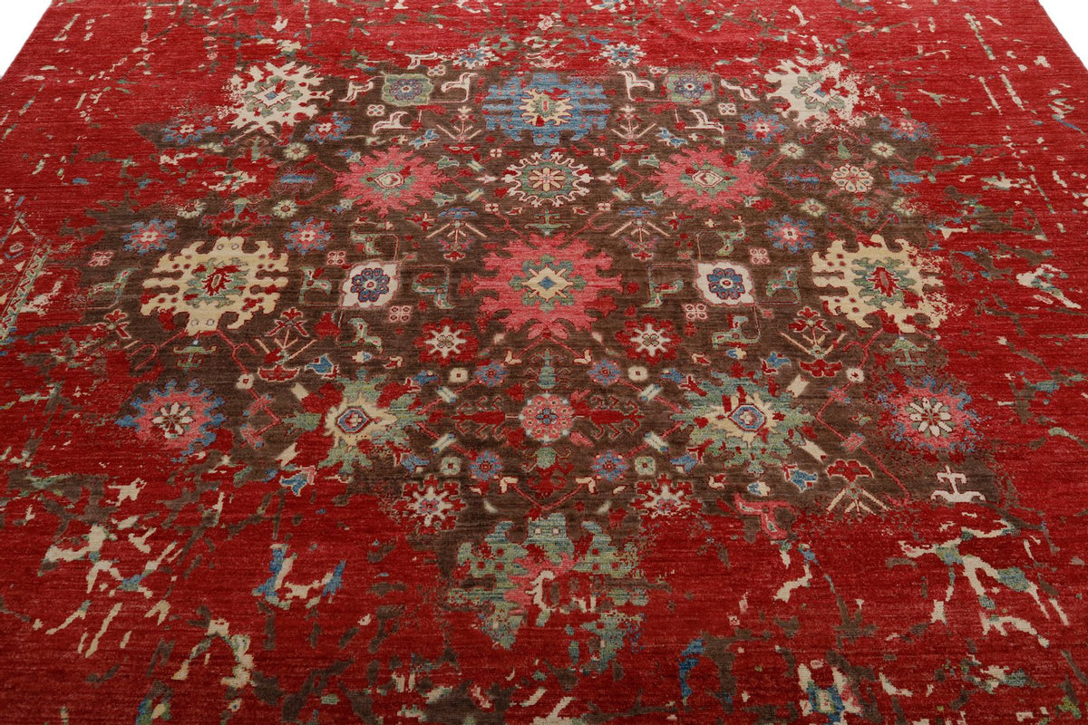 9x12 Red and Multicolor Anatolian Traditional Rug