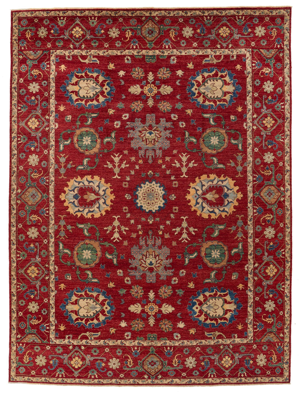 9x12 Red and Multicolor Anatolian Traditional Rug
