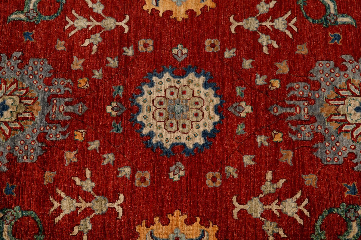 9x12 Red and Multicolor Anatolian Traditional Rug