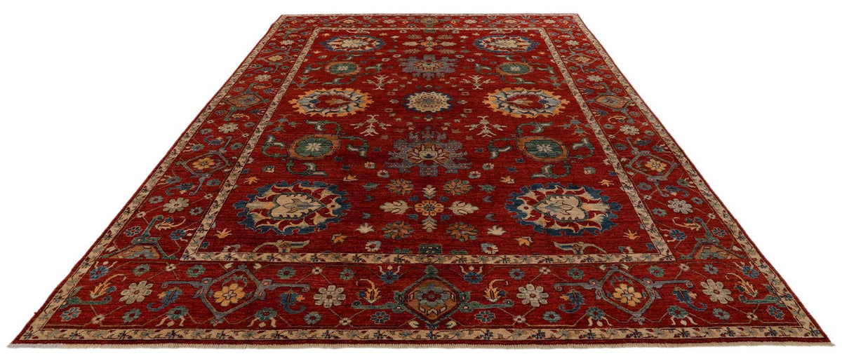 9x12 Red and Multicolor Anatolian Traditional Rug